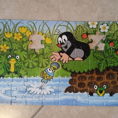 Dino Krtek and Pearl children's puzzle used, 2 x 48 pieces