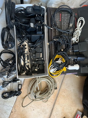 Various USB cables used with chargers and adapters