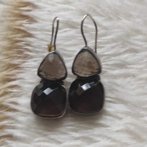 Silver earrings 925 with smoky quartz used