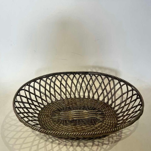 Vintage silver-plated oval basket French style used