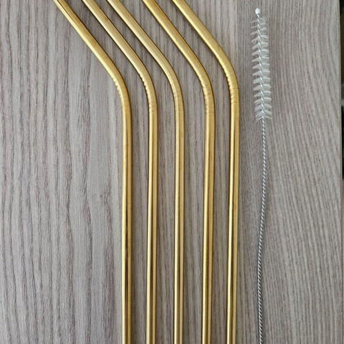 Metal straws set of 5 with cleaning brush