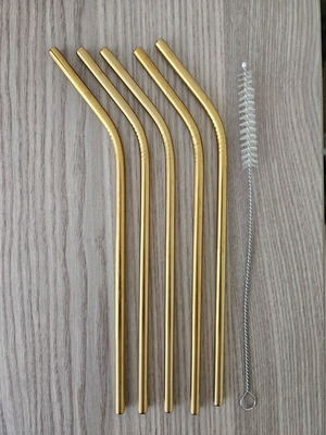 Metal straws set of 5 with cleaning brush