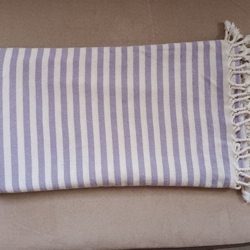 Striped pareo white purple like new, size 160x90 cm