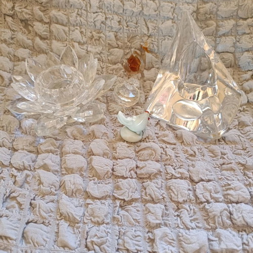 Set of decorative glass and crystal items like new, vintage