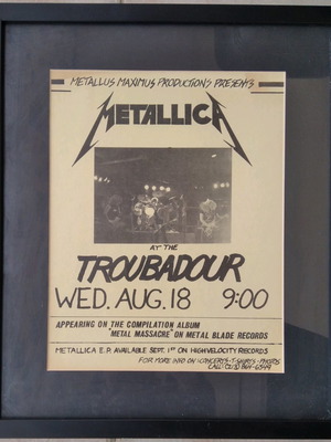 Αφίσα Metallica Live At The Troubadour 1982 σε κορνίζα μεταχειρισμένη