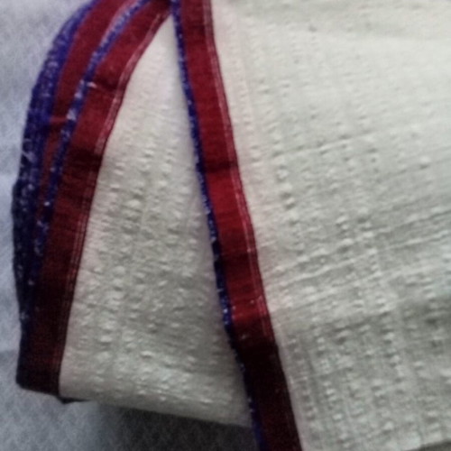 Traditional Argaleiou Fabric new, white with red-blue stripes