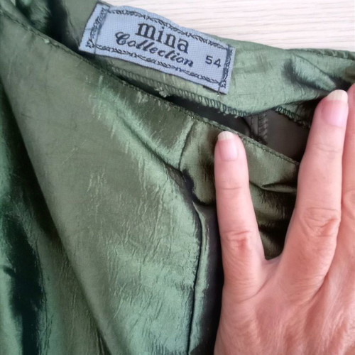 Evening set used, satin fabric with embroidery, size 54, green