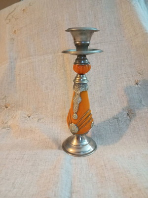 Bakelite and metal candlestick used, 34.5 cm