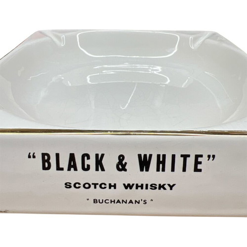 Vintage Buchanan’s Black & White Scotch Whisky Ceramic Ashtray like new