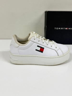 Tommy Jeans Flatform Essential sneakers used, size 39, white