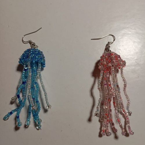 Handmade beaded jellyfish earrings made to order multicolor