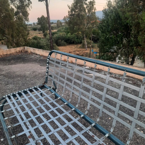 Folding double iron bed used, with mattress, 1.20m
