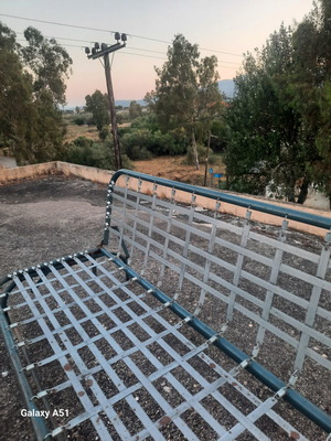 Folding double iron bed used, with mattress, 1.20m