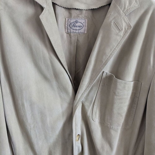 Rococo vintage men's leather jacket used, beige, size 50