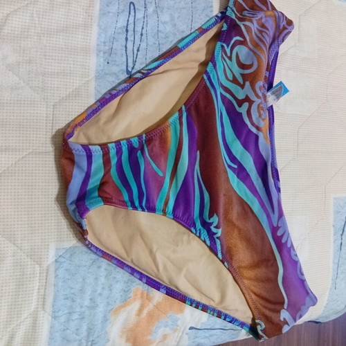 Bikini bottom used with abstract multicolor pattern, size XL