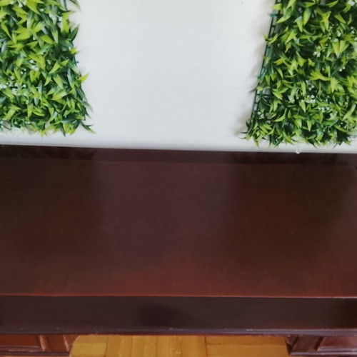 Wooden desk from 1970 with leather top, used