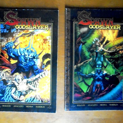 Spawn Godslayer comics used, two issues with different covers