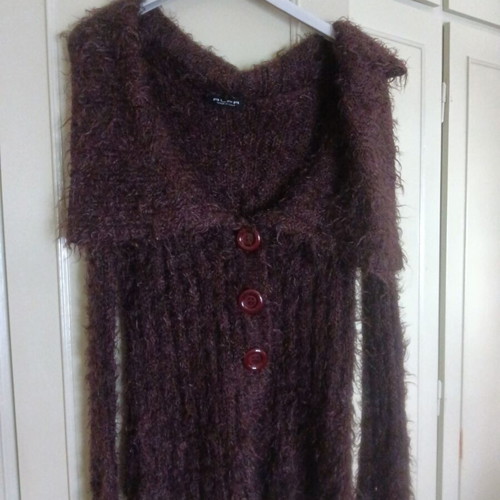 Medium woolly feather-like cardigan, Italian