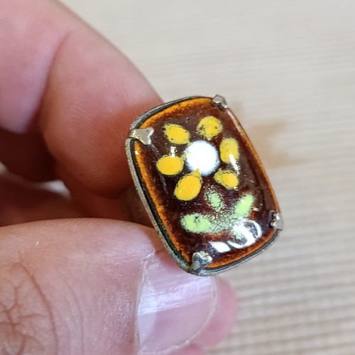 Vintage handmade enamel ring