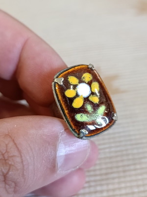 Vintage handmade enamel ring
