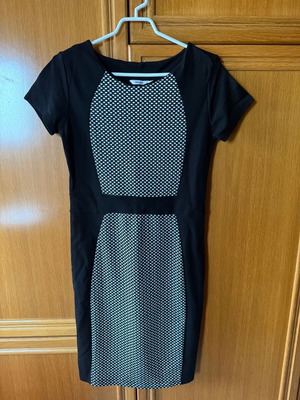 Black midi elastic dress with patterns, new DeFacto