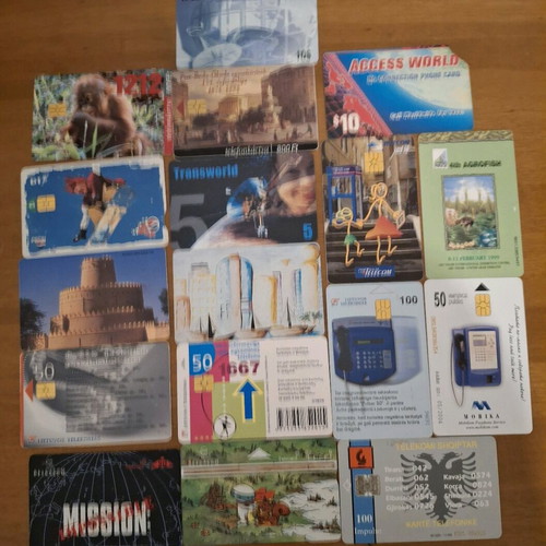 Phone cards used, pack of 112 from 20 countries with and without chip