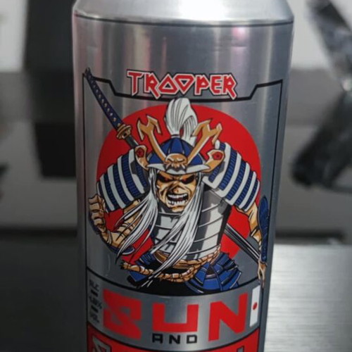Collectible beer can Iron Maiden Trooper SENJUTSU Sun and Steel