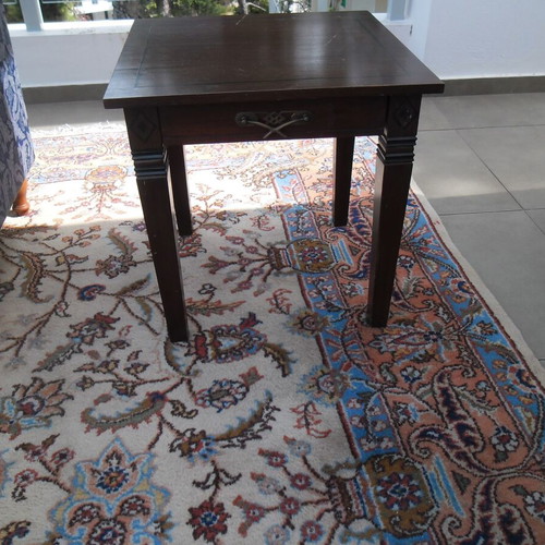 Side table used with drawer and brass knob, solid wood