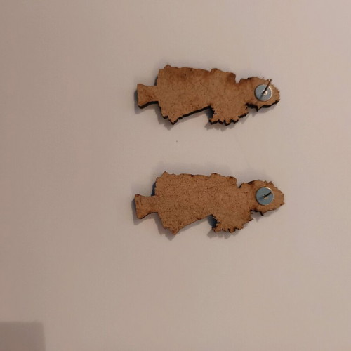Wooden earrings with stainless steel clasp Sarah Kay new, beige and red