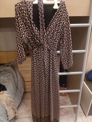 Maxi dress with belt like new, beige and brown, size S