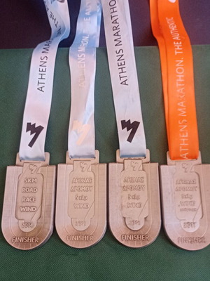 Collectible Set of 4 Consecutive Athens Marathon 5km Medals 2014-2017