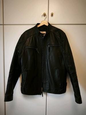Men's black leather jacket Vainas Leather size XL like new