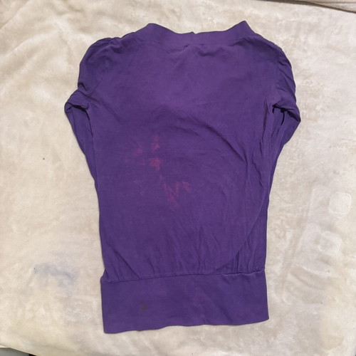 Terranova longsleeve v-neck shirt size S used, purple, bleach stain