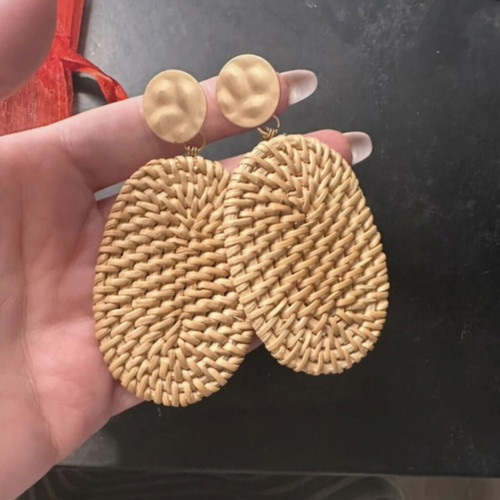 Boho style straw earrings new