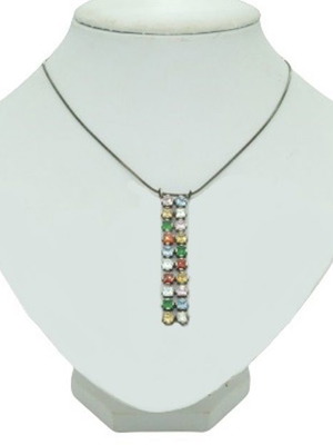 Silver necklace new with multicolored zircon 46cm