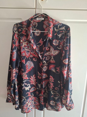 Marks & Spencer Classic satin floral shirt XL new, black multicolor