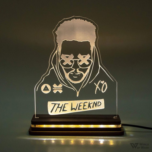The Weeknd LED lamp handmade with wooden base and plexiglass new