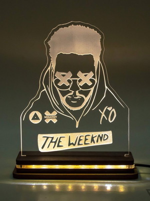 The Weeknd LED lamp handmade with wooden base and plexiglass new