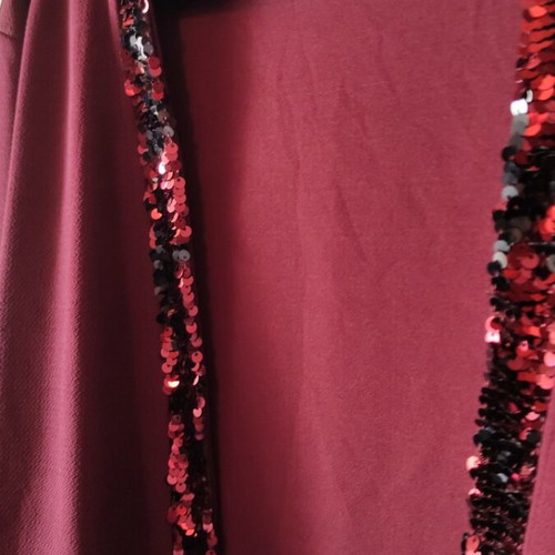 Women's cardigan new with sequin embroidery burgundy red