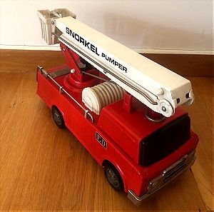 Παλαιό παιχνίδι  Clover Toy 1970s πυροσβεστική όχημα  SNORKEL PUMPER σιδερένιο μπαταρίας.