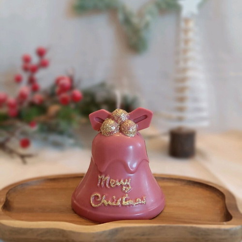 Handmade soy scented candle bell shape burgundy 130g