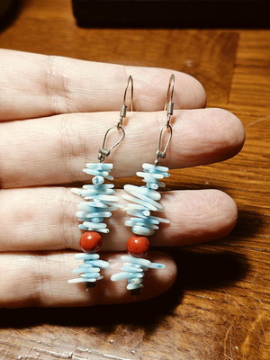 Summer earrings new from blue and red coral