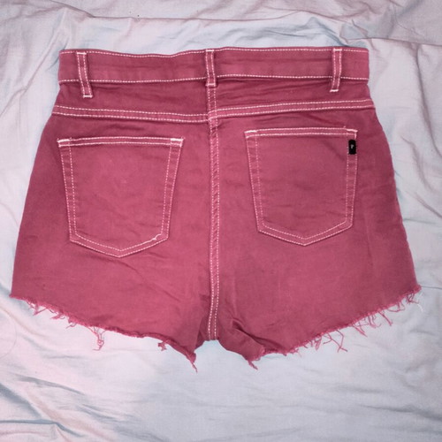 Vintage upcycled distressed burgundy cutoff shorts refurbished, size S