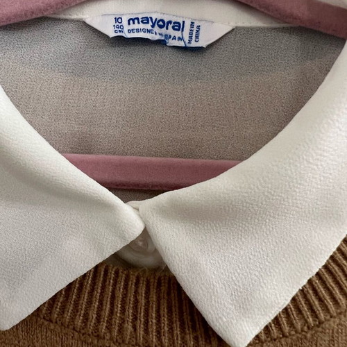 Mayoral girls' blouse like new for ages 9-10 white and beige