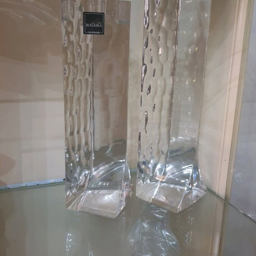 Rogaska Singapore Crystal Candlesticks new set of two