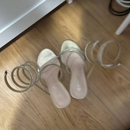 Sandals gold and silver with ankle strap, like new, size 39