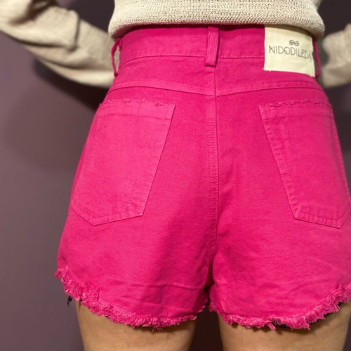 Nidodileda denim shorts used, red multicolor, size M