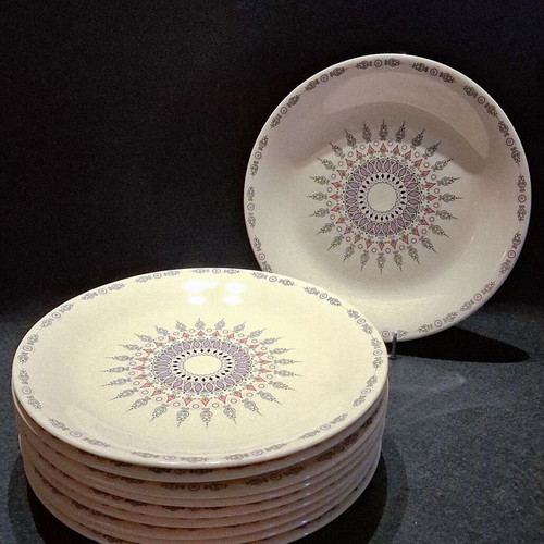 Vintage set of 10 shallow plates & platter Elke Chalkidos Ironstone