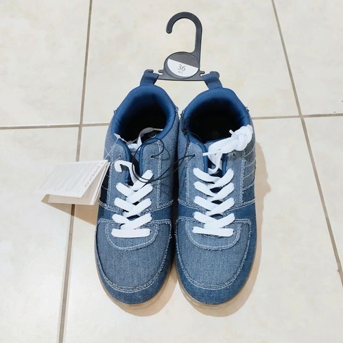 Sneakers for boy size 36, denim blue casual shoes
