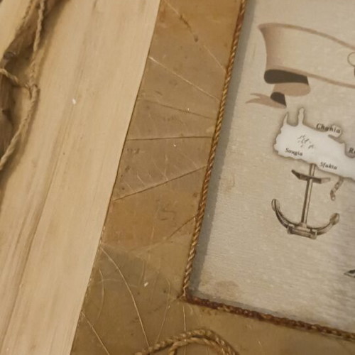 Handmade photo album from Crete with leaves and wood
